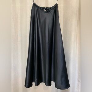 NWT! Ralph Lauren Long Satin Skirt in Black, Size 4, Good Condition w/ Defects